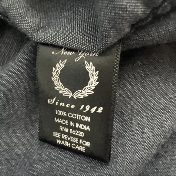 Denim & Flower Mens Casual Button Up Shirt Navy Striped Short Sleeve Slim Fit L - Picture 7 of 11